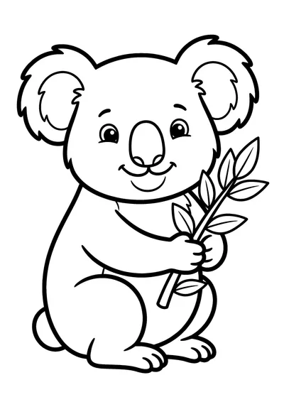 Coloring page of a cuddly koala, black and white line art