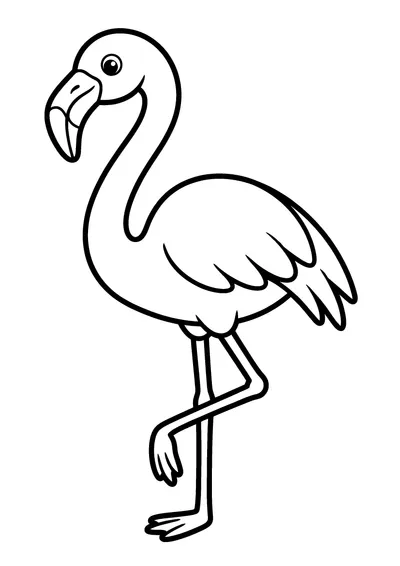 Coloring page of a graceful flamingo, black and white line art