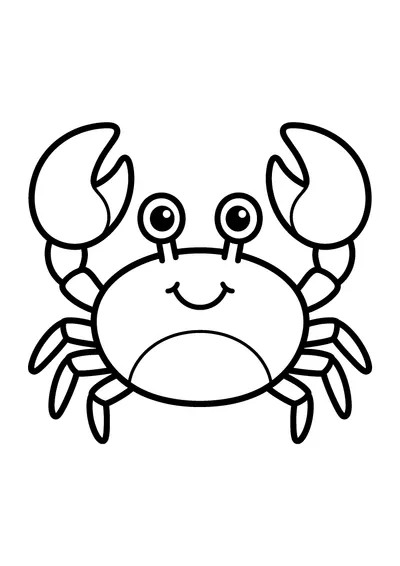Coloring page of a little crab, black and white line art