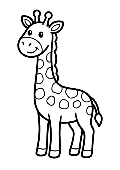 Coloring page of a tall giraffe, black and white line art