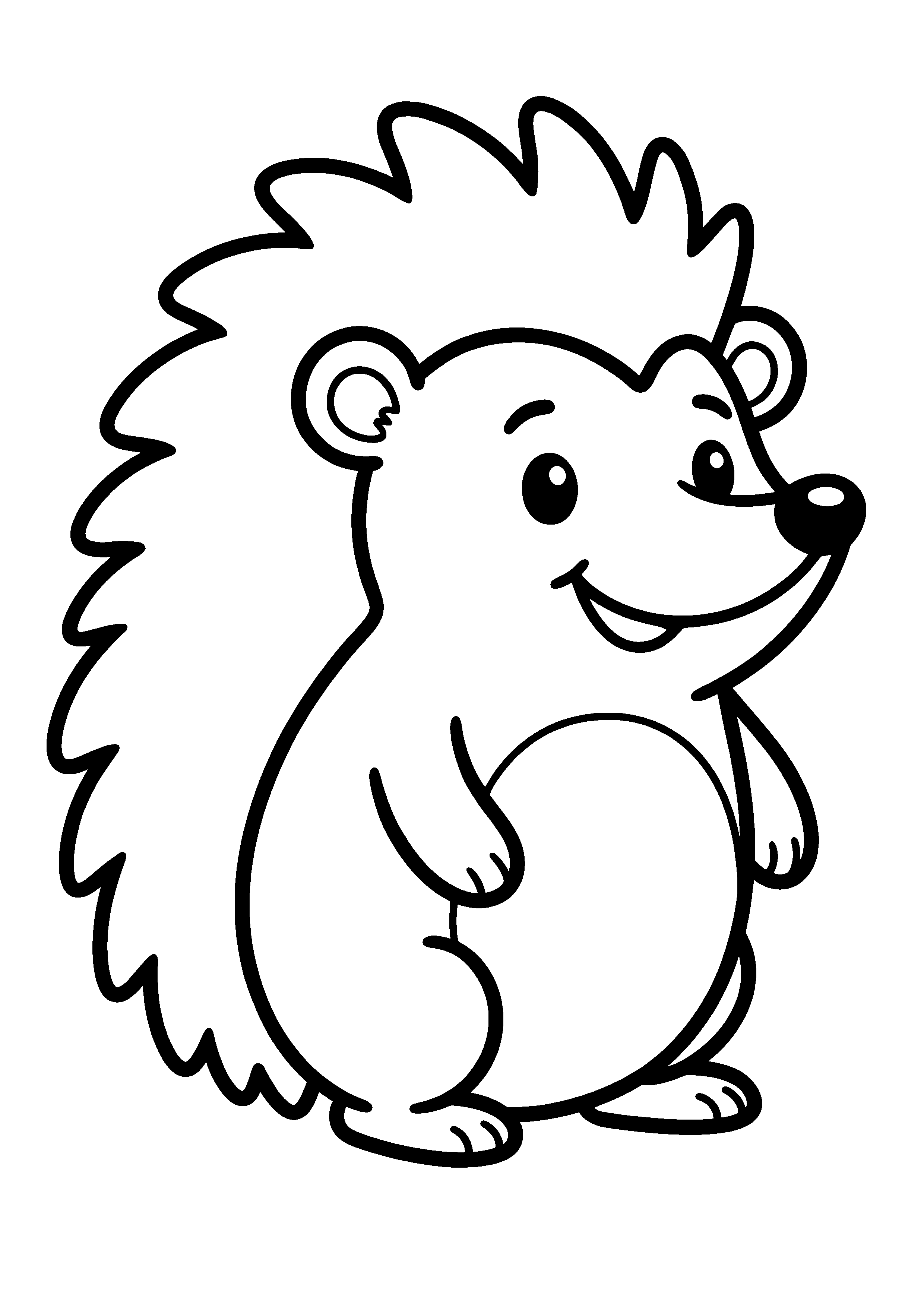 Coloring page of a tiny hedgehog, black and white line art